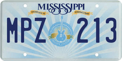 MS license plate MPZ213