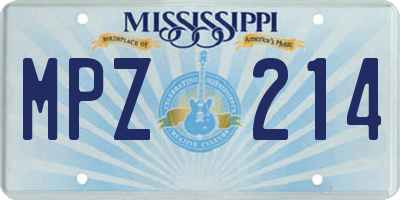 MS license plate MPZ214