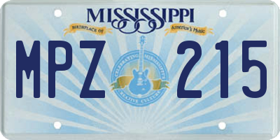 MS license plate MPZ215