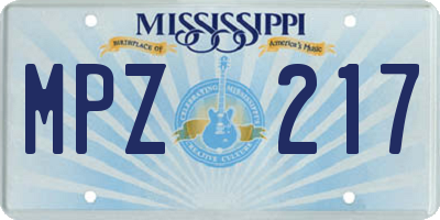 MS license plate MPZ217