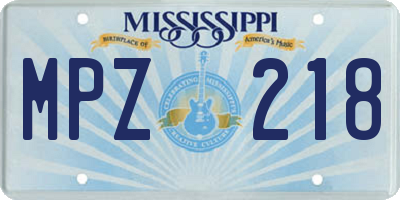 MS license plate MPZ218