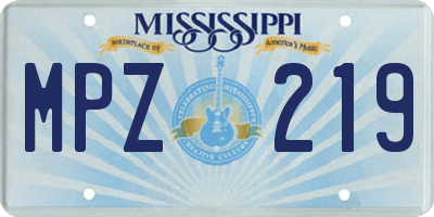 MS license plate MPZ219