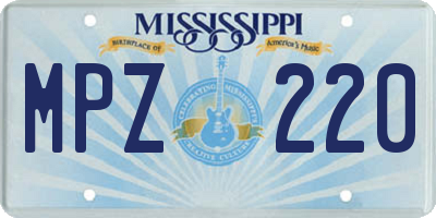 MS license plate MPZ220