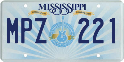 MS license plate MPZ221