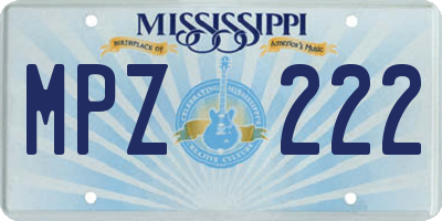 MS license plate MPZ222