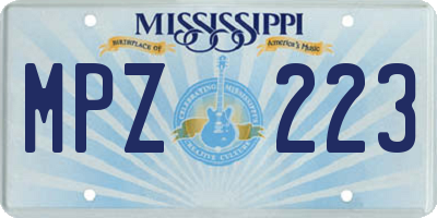 MS license plate MPZ223