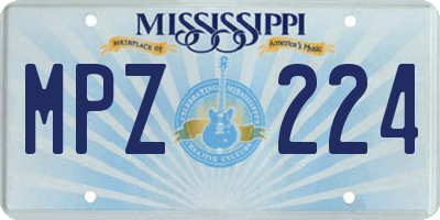 MS license plate MPZ224