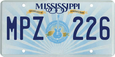 MS license plate MPZ226