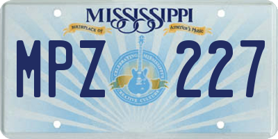 MS license plate MPZ227