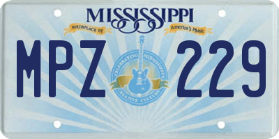 MS license plate MPZ229