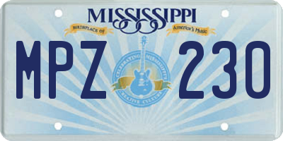 MS license plate MPZ230