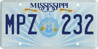 MS license plate MPZ232