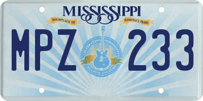 MS license plate MPZ233