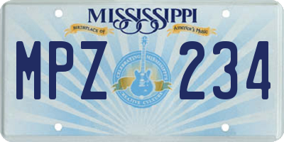 MS license plate MPZ234
