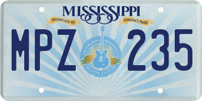 MS license plate MPZ235