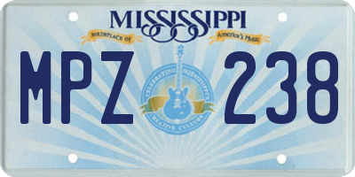 MS license plate MPZ238