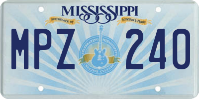 MS license plate MPZ240