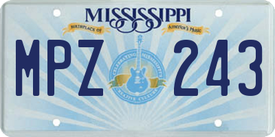 MS license plate MPZ243