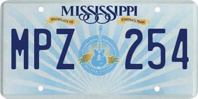 MS license plate MPZ254