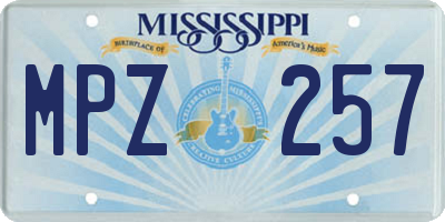 MS license plate MPZ257