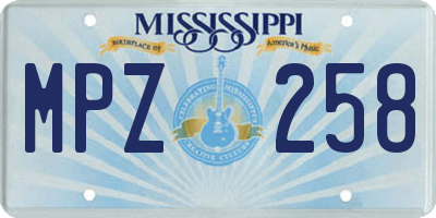MS license plate MPZ258