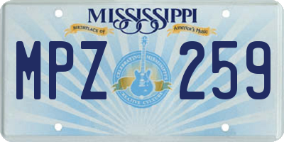 MS license plate MPZ259