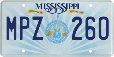 MS license plate MPZ260