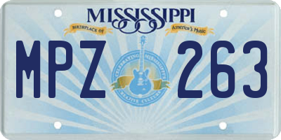 MS license plate MPZ263