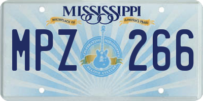 MS license plate MPZ266