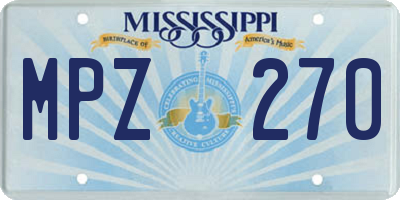 MS license plate MPZ270