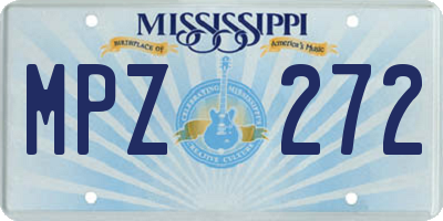 MS license plate MPZ272