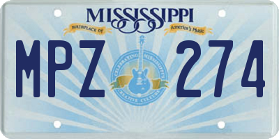 MS license plate MPZ274
