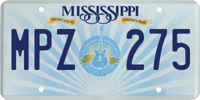 MS license plate MPZ275