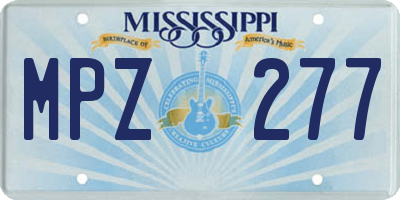MS license plate MPZ277