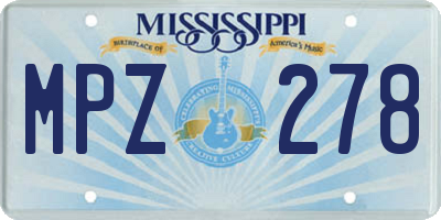 MS license plate MPZ278