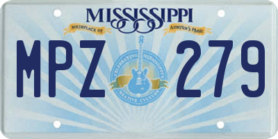 MS license plate MPZ279