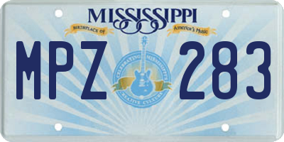 MS license plate MPZ283