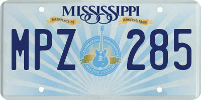 MS license plate MPZ285