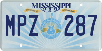 MS license plate MPZ287