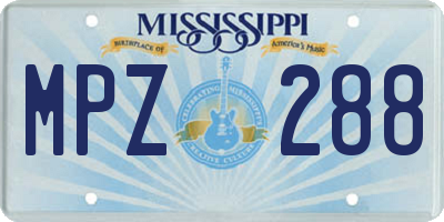 MS license plate MPZ288
