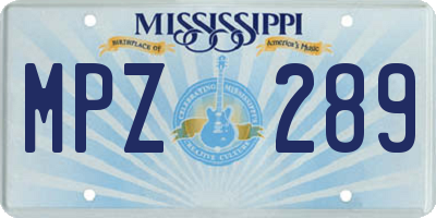 MS license plate MPZ289