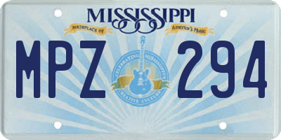 MS license plate MPZ294
