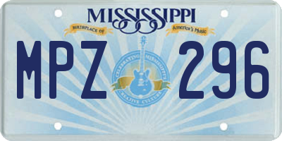 MS license plate MPZ296