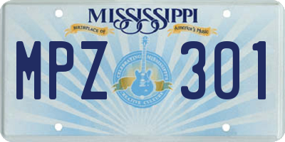MS license plate MPZ301