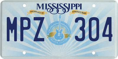 MS license plate MPZ304