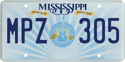 MS license plate MPZ305