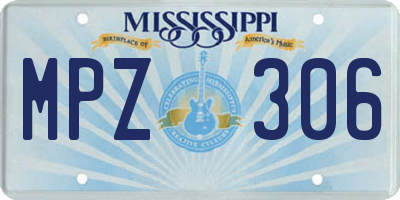 MS license plate MPZ306