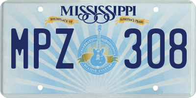 MS license plate MPZ308