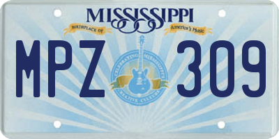 MS license plate MPZ309