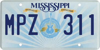 MS license plate MPZ311